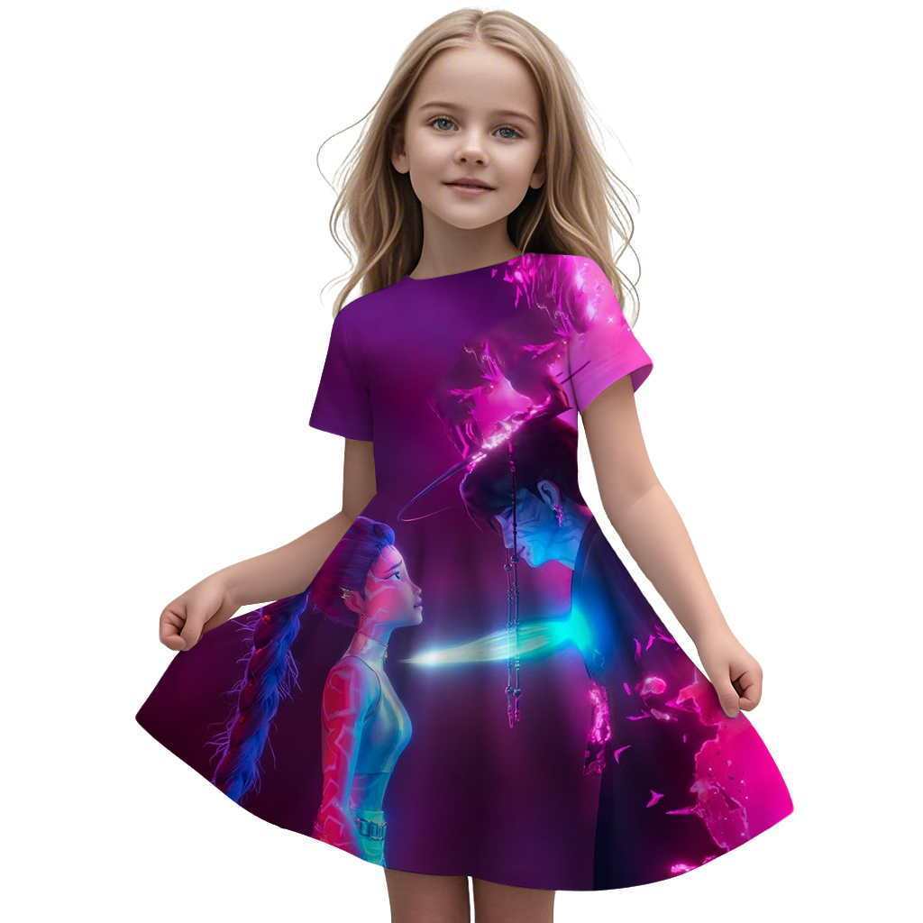 Kinder Mode K-Pop Hexenjagd Gruppe Kleid, Mädchen Prinzessinnenkleid