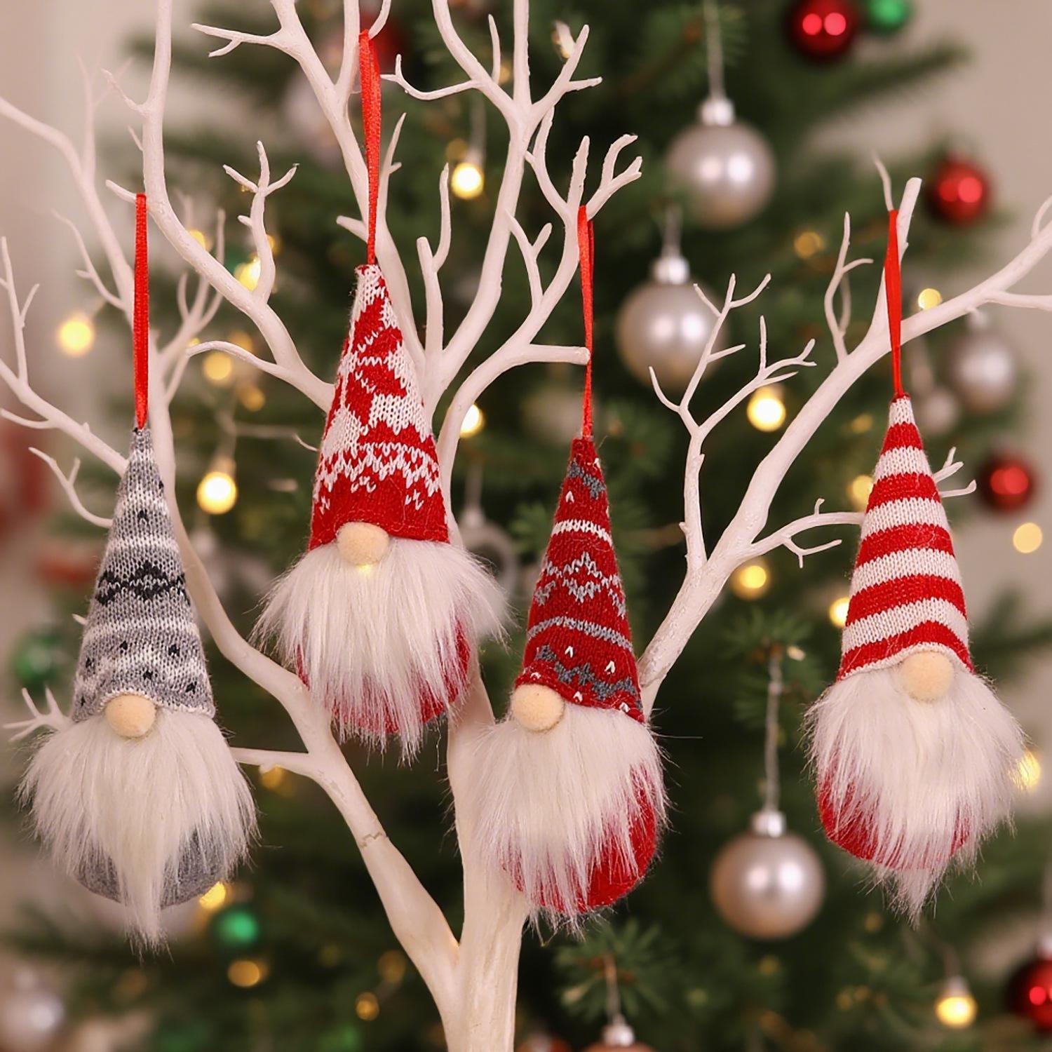 

Набор украшений кукол без лица Санта Клауса - 4 штуки, украшения для рождественской елки