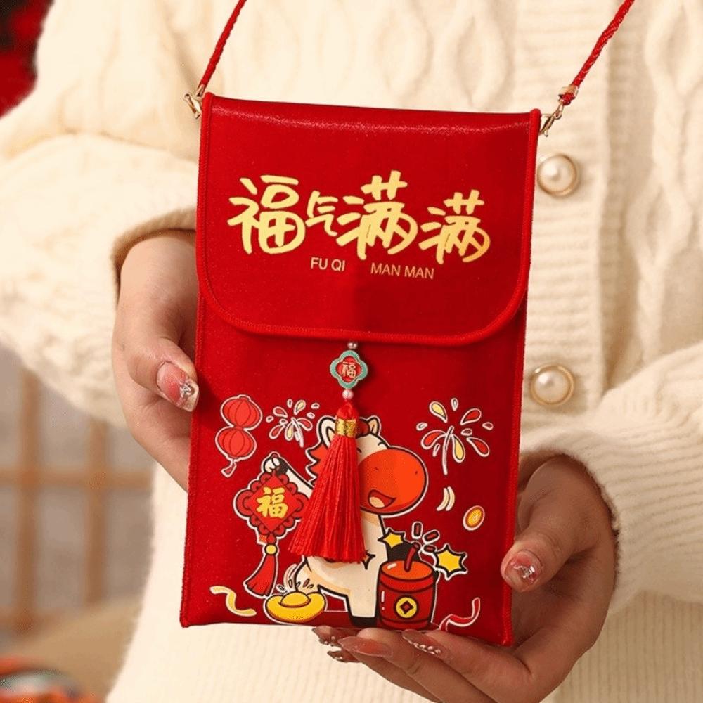 Traditional Children's Money Bag Tassels Horse Red Pocket Lucky Money Packet  Graduation