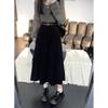 Women's Retro High Waist Corduroy Skirt, Slimming A-Line with Wide Hem, Mid-Length for Autumn