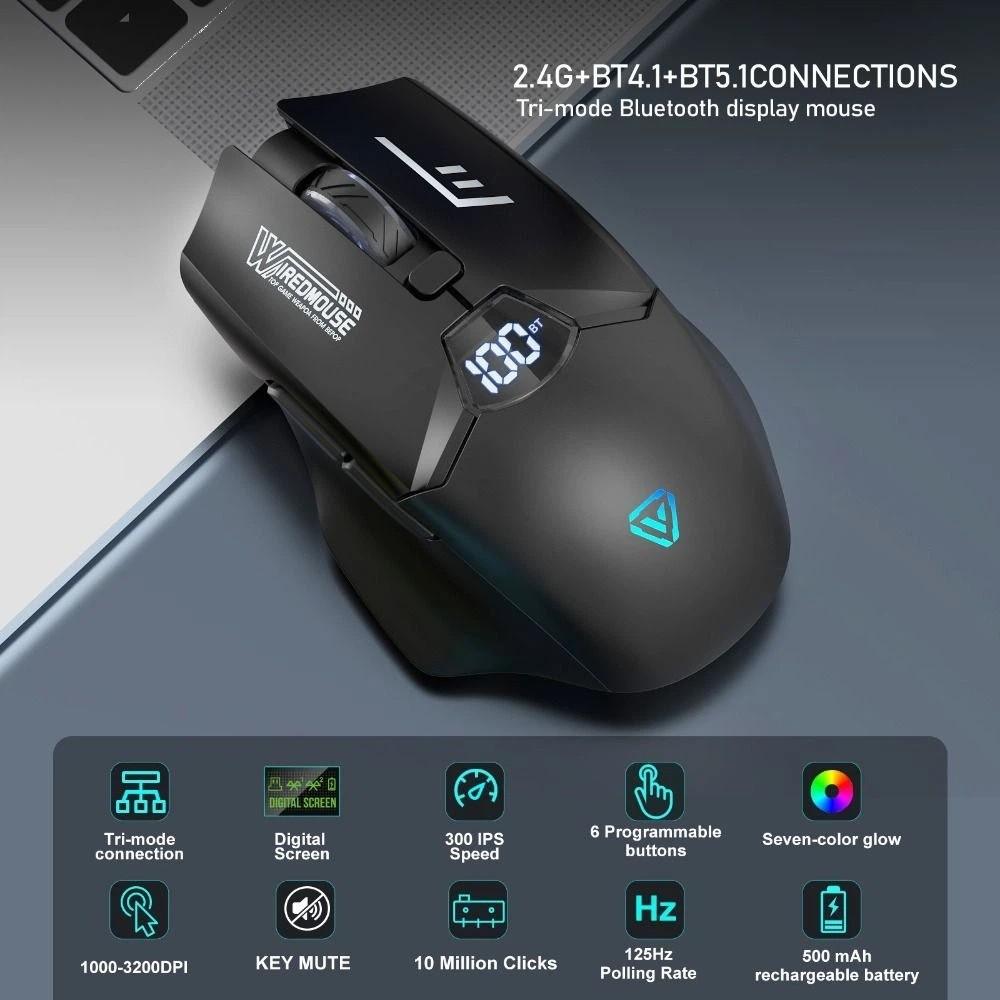Smart LCD Display Bluetooth Mouse Dual-Mode Tablet Universal Mouse Wireless Mouse  Office Gaming
