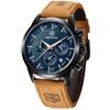 Watches Men's BENYAR Multi Calendar, Chronograph, Business Formal Men's Leather Strap, Analog Watch, Waterproof and Scratch Resistant Brown-Blue