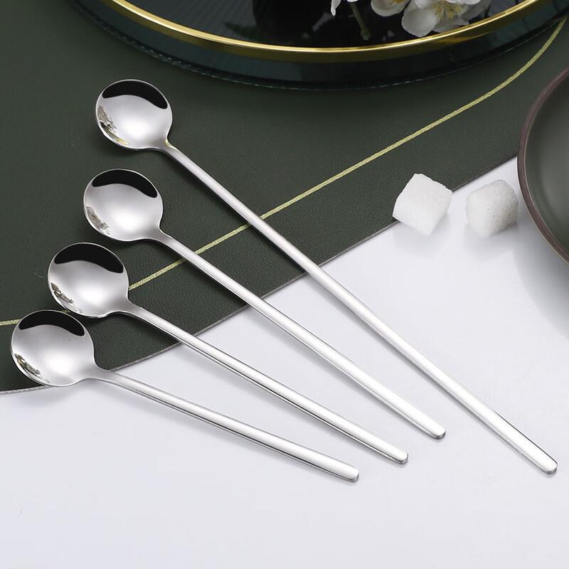 Zhi Shi 304 Stainless Steel Creative Flat Handle Stirring Spoons, 5-Pack