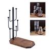 Sturdy Metal Wood Cup Holder Coffee Mug Rack with 6 Hooks and Wooden Tray Counter Display Stand for Kitchen Accessories