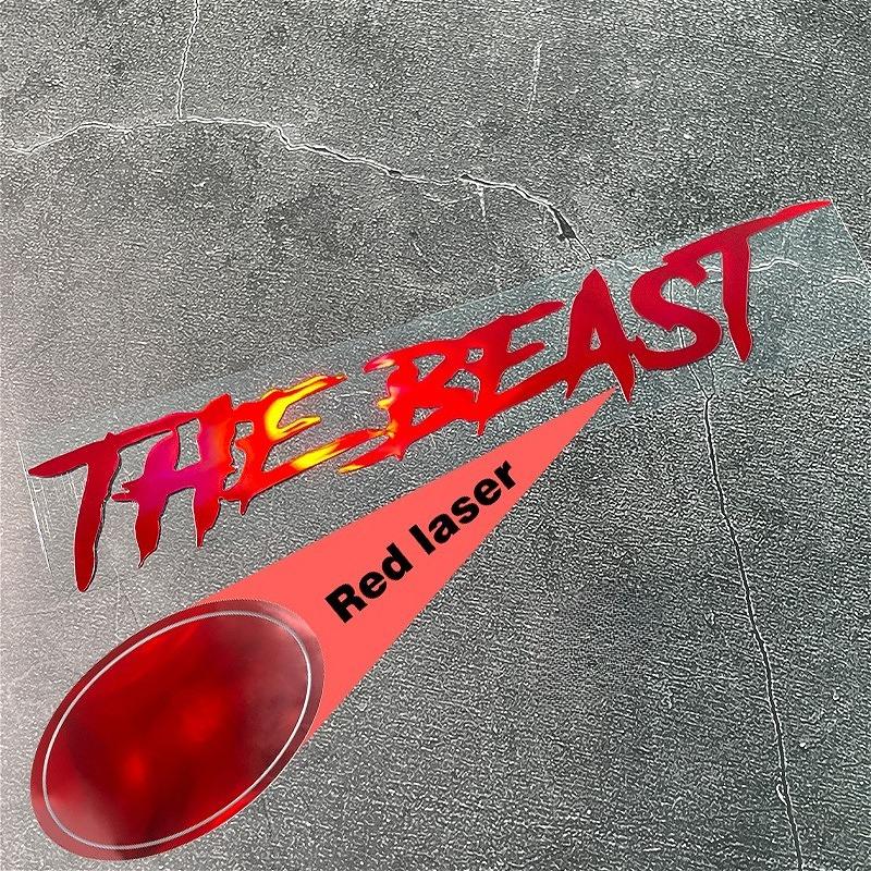 1PC Laser THE BEAST Motorcycle Stickers Waterproof for Fuel Tank Racing Helmet Scooter Body Car Window Universal Vinyl Decals