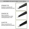 Professional Eyebrow Tweezers Set, 3 Pieces Stainless Steel Precision Tweezers for Plucking Eyebrows (Black)