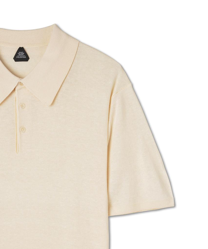 MAN ON THE BOON Polo Knit T-Shirt Ivory