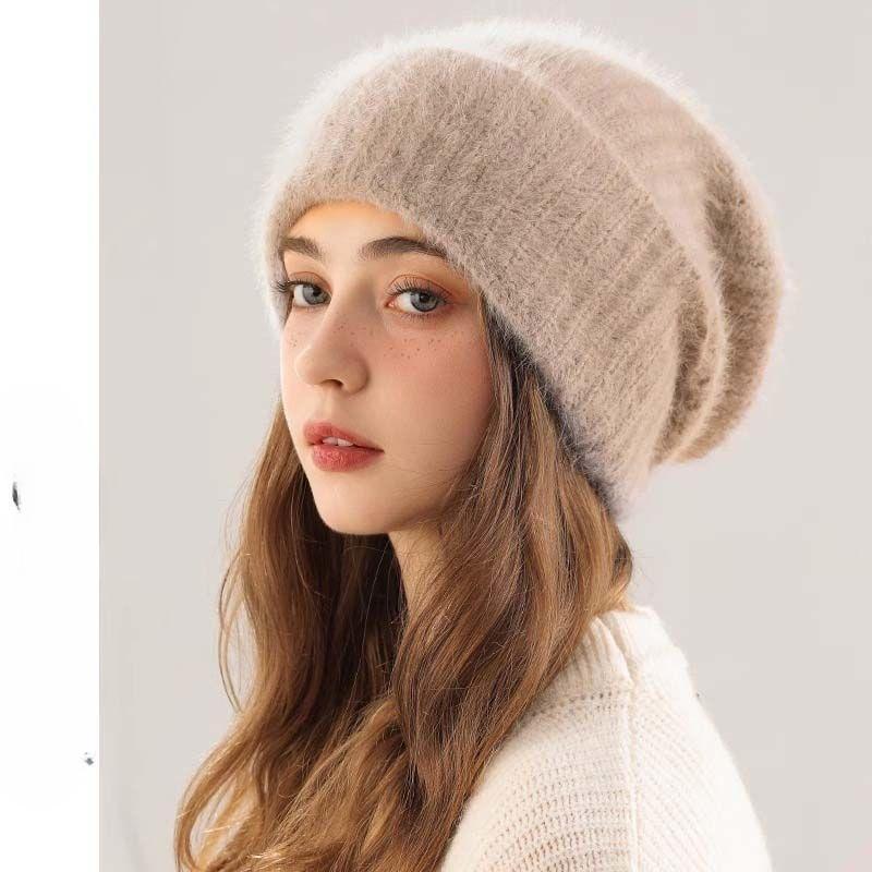 Women's Fall/winter White Versatile Warm Thickened Beanie - Plus Size Plush Knit Hat