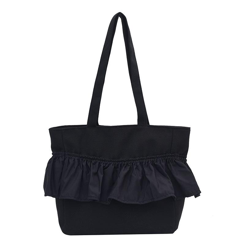 

Spring and summer new literature and art student file handbag large capacity ruffle edge shoulder canvas bag
