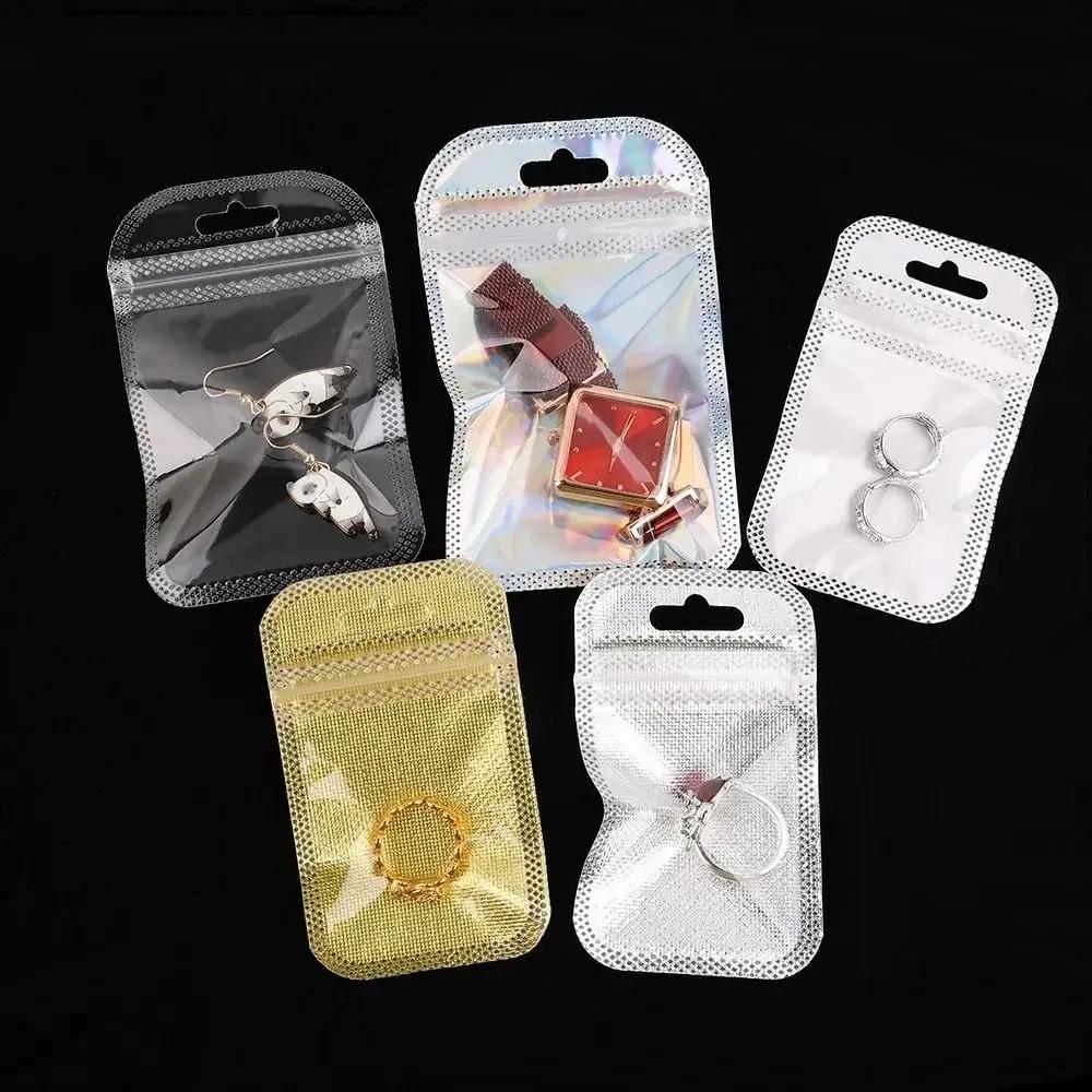 50Pcs Earrings Rings Display Self Sealing Bags Pouch Thicken Plastic Organizer Bag Resealable Transparent