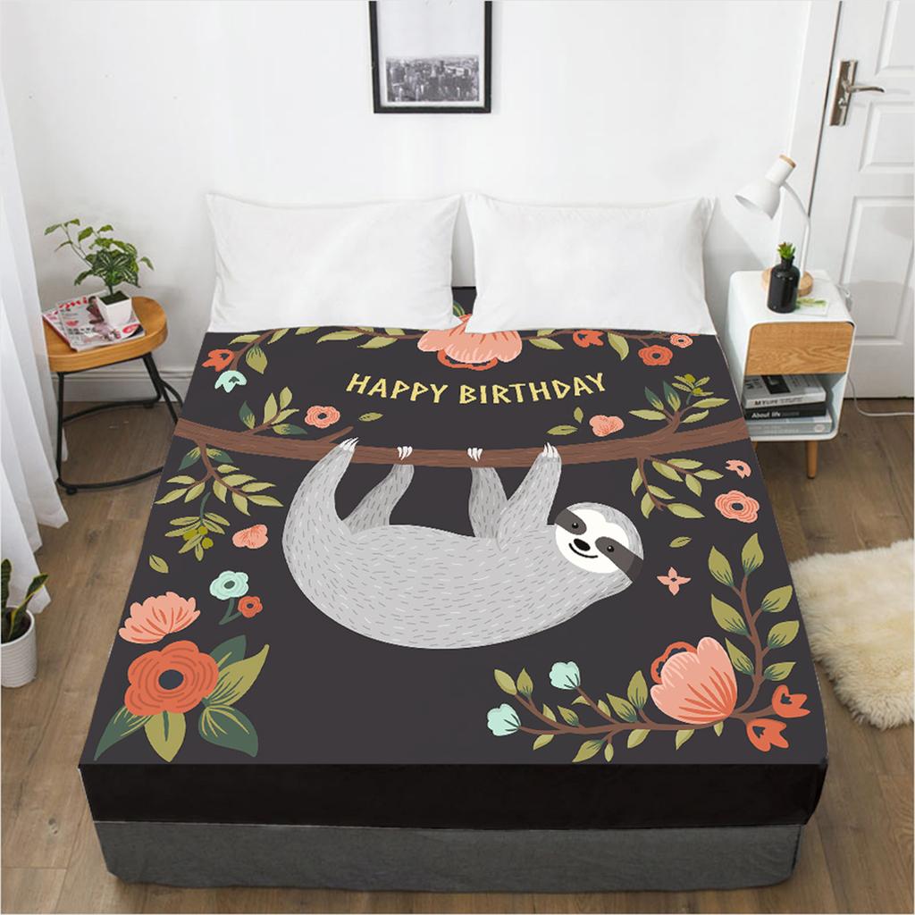 Bedding 3D Printed Animal Sloth Pattern Bed Sheet Mattress Cover Elastic Fitted Sheet 3 Piece Set Home Textile