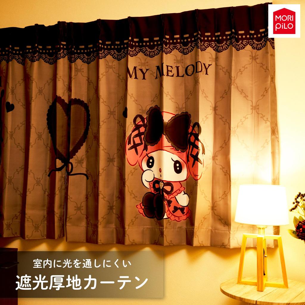 MORIPiLO Sanrio Blackout Curtains My Melody Kuromi Pattern Connecting Single Picture Art 100cm x 110cm Length Set Washable Cute Goods sanrio Midnight