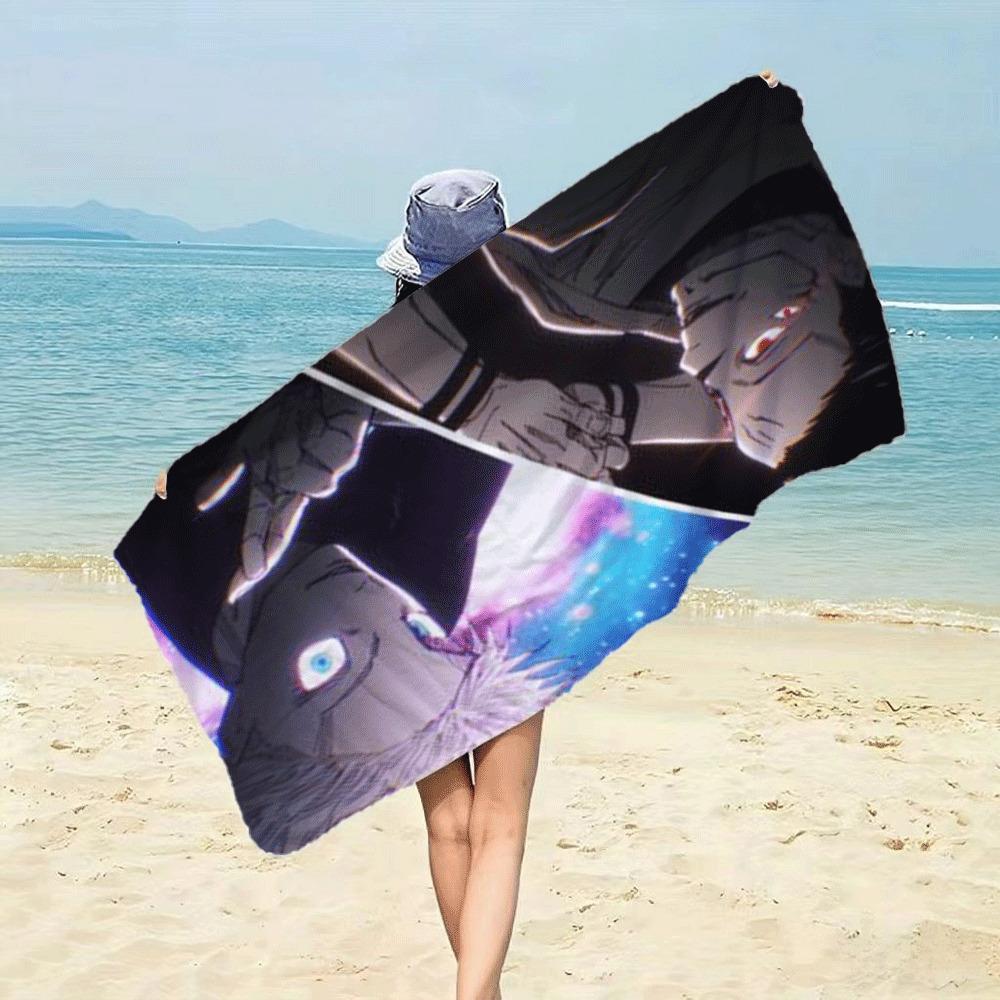 Asciugamano da Spiaggia Anime Jujutsu Kaisen Stampato Con Gojo E Sukuna Morbido Microfibra Asciugatura Rapida Asciugamano Sportivo per Palestra Accessorio da Spiaggia alla Moda