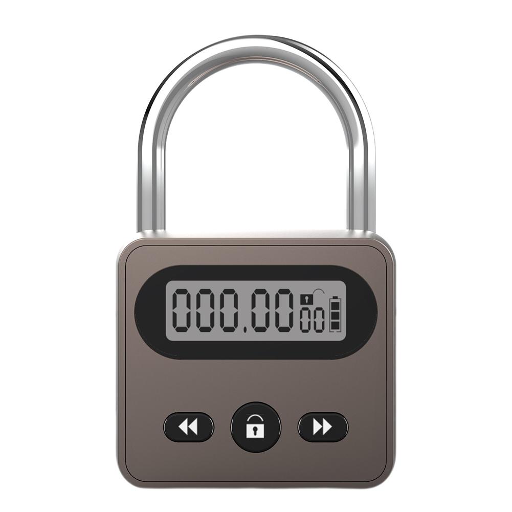 1pcs Metal Timer Lock LCD Display Multi Function Electronic Time 999 Hour Max Timing USB Rechargeable Timer Padlock