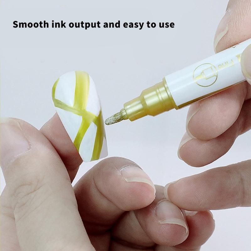 10PCS Professional Double Tip Nail Art Pens Quick Drying Waterproof Nail Art Markers for Creative Drawing and Coloring