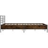 Brown Oak Effect Bed Frame 135 x 190 cm Wood Based Panel & Metal