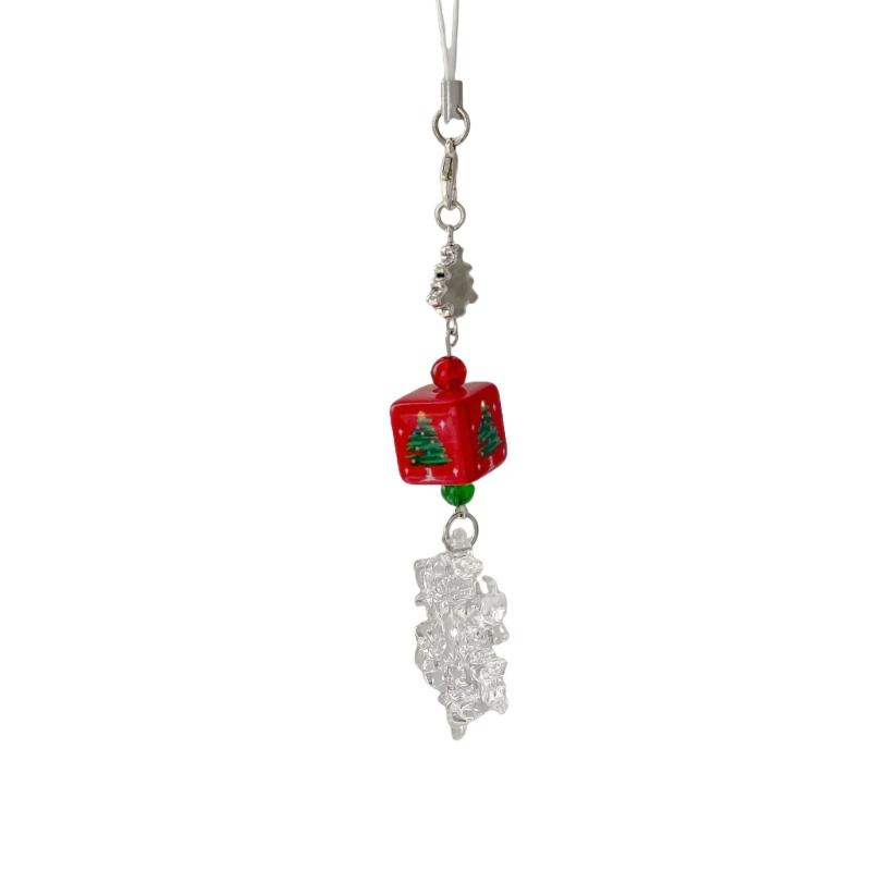 Festival Christmas Bead Mobile Strap Phone Pendant Alloy Phone Strap Resin Alloy Texture Perfect for Bags or Keys