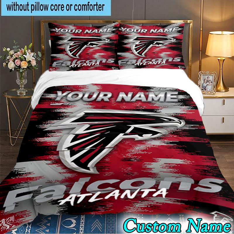 Custom Name 3PCS Atlanta Logo Bedding Set,Including  Duvet Cover And 2pcs Pillowcases Perfect for Bedroom,Dormitory,Fan Christmas gift
