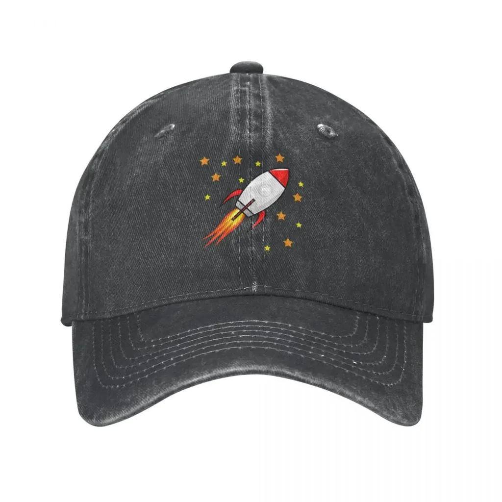 Süßes Raketenschiff im Weltall Baseballkappe Militärkappe Unisex Flauschiger Hut Damenmützen UnisexS
