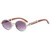 Retro Women Instagram Sunglasses Wood Grain Leg Oval Frame Sunglasses Sun Shading Sun Protection UV Protection Sunglasses
