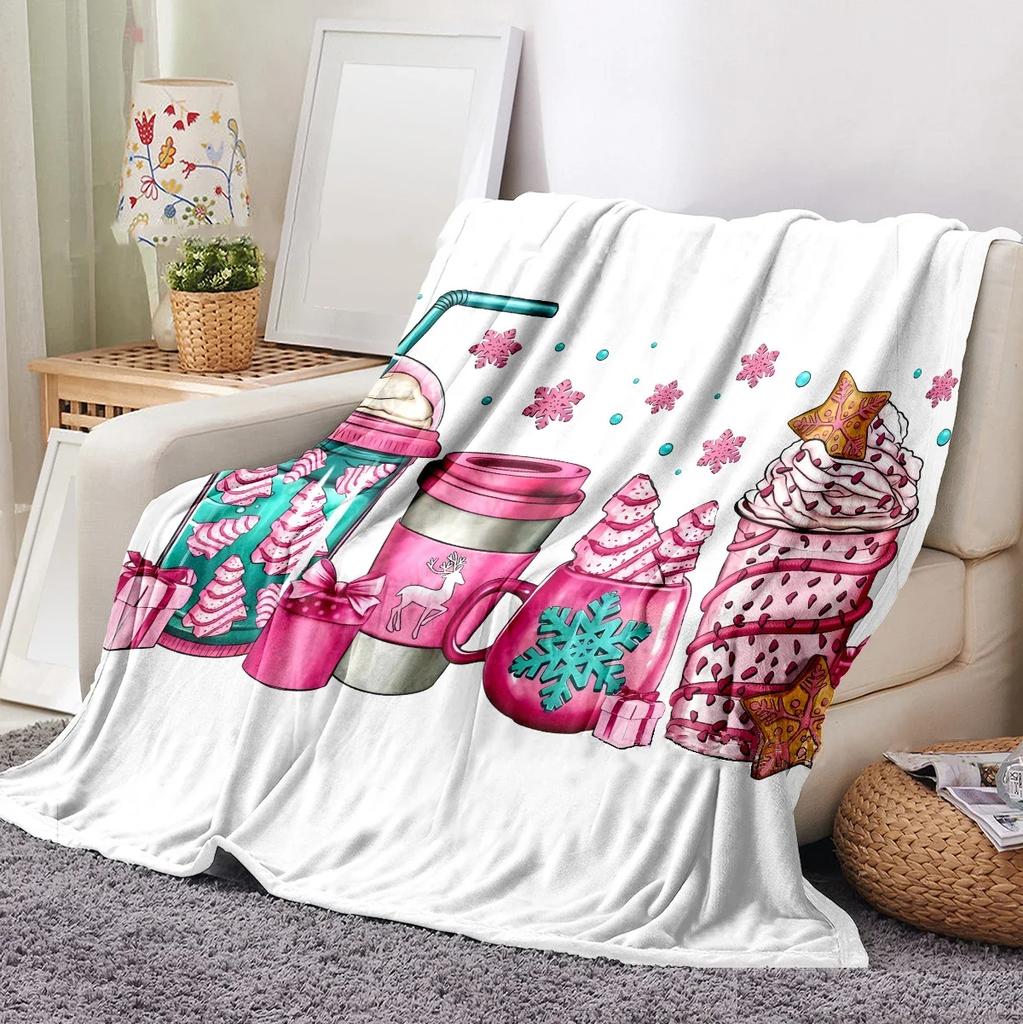 Soft Warm Milk Tea Color Ice Cream Blanket - Flannel Romantic Cover for Couch/Sofa, Perfect Girlfriend Gift