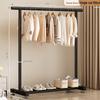 Floor Standing Clothes Rack and Coat Stand with Folding Single Pole for Bedroom or Dormitory.