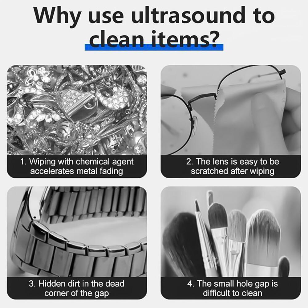 45Khz Ultrasonic Cleaning Machine 3-speed Timer High Frequency Vibration Wash Cleaner for Ring Eyewear Watch & Accessories
