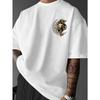 European sizes Men's Oversized Streetwear T-Shirt Compatible for with Abstract Face Print - Summer Loose Fit Round Neck Casual Tee