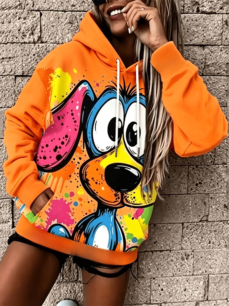 Fashionable women's loose casual street style hooded sweatshirt, loose casual, fashionable top