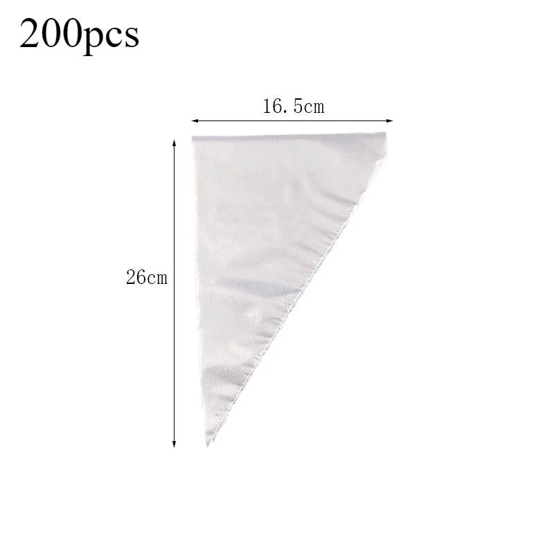 200pcs Piping Bag Confectionery Equipment Baking Accessories Disposable Pastry Sleeves Pastry Pack Transparent Cream Pastry Bags