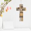 Rustikale Religiöse Andenken Oster-Holzkreuz-Ornament, Hängender Anhänger mit Hanfseil Vintage Schriftwandkunst zur Dekoration, Heimdekoration,