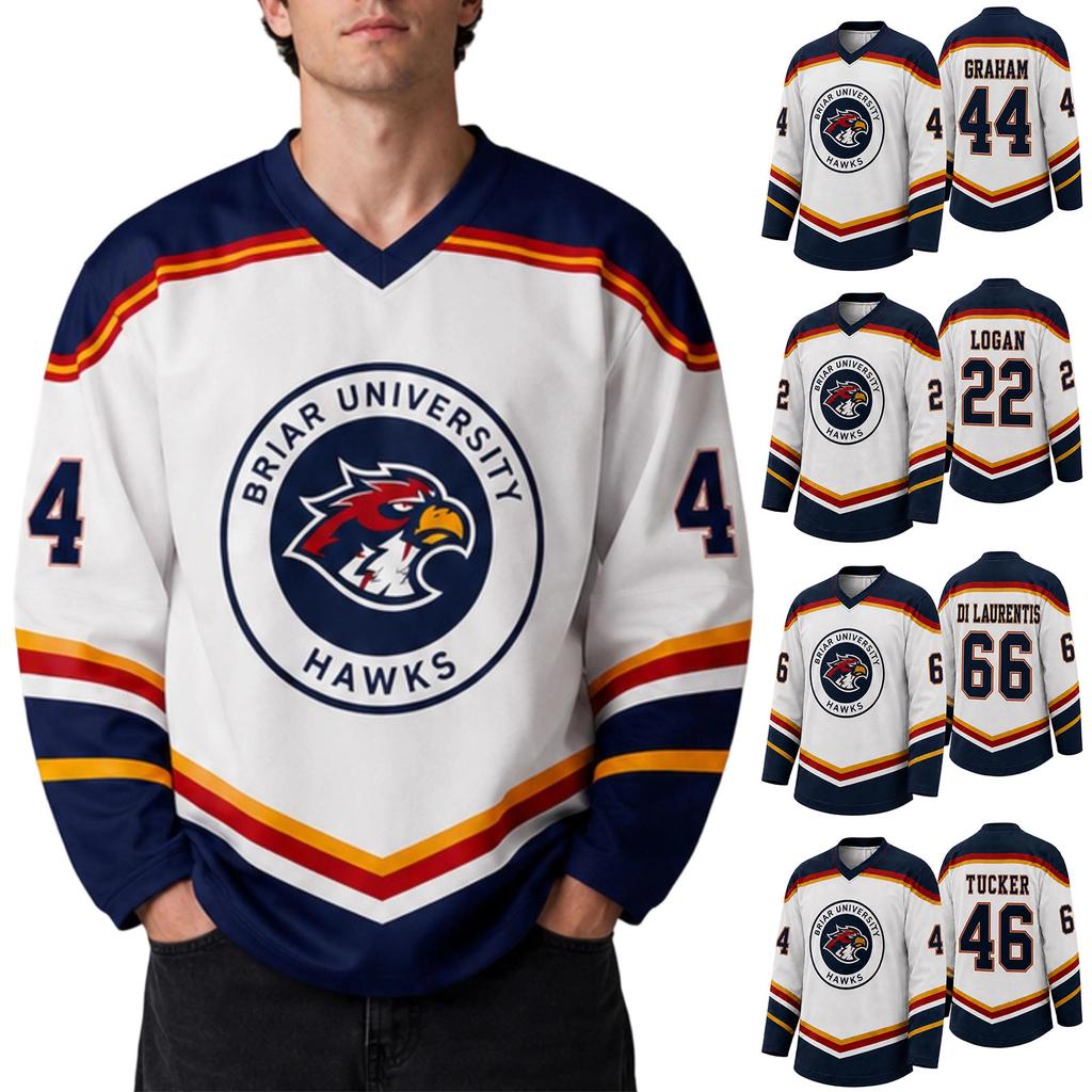 Unisex Athletic Hockey Jersey with Long Sleeves V Neck Design Team Logo and Number Print Suitable for Sports and Casual Wear