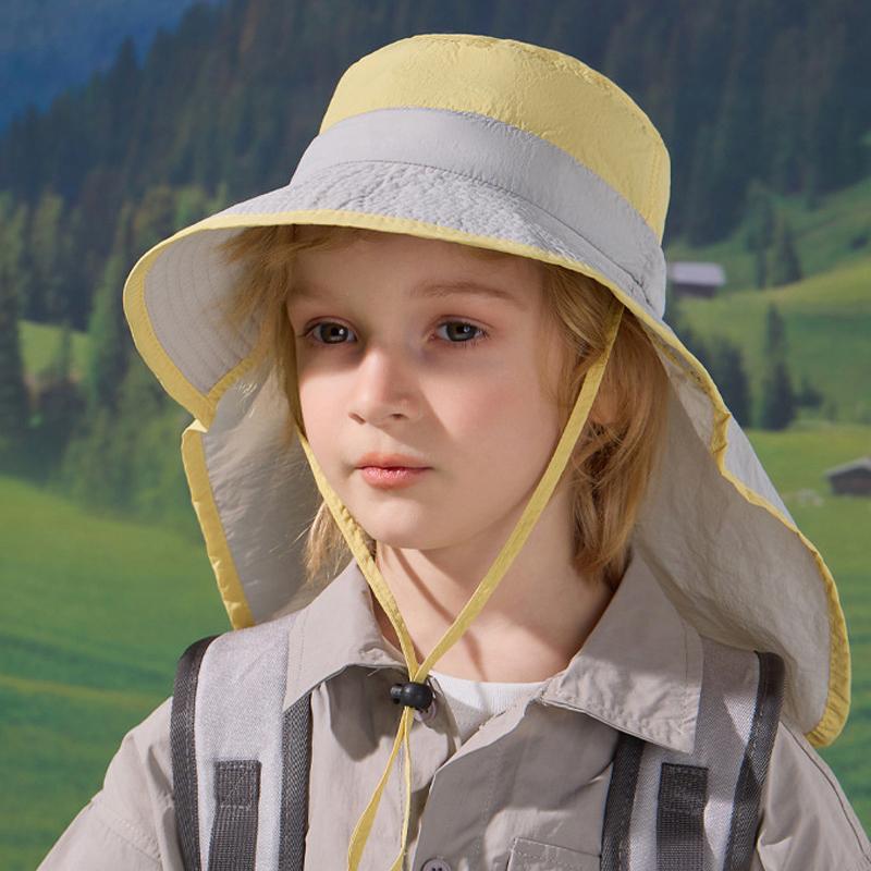Kapelusz przeciwsłoneczny dla dzieci z osłoną na kark, kapelusz wędkarski z szerokim rondem dla niemowląt, chłopców, dziewczynek, na lato, na zewnątrz, regulowany, ochrona UV, 7 kolorów