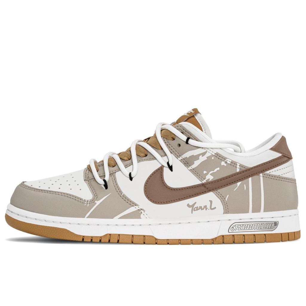 Nike Dunk Slip Resistant Slip Resistant Low top Skateboard Shoes Men's White Brown FQ6965-700(TeamA-)