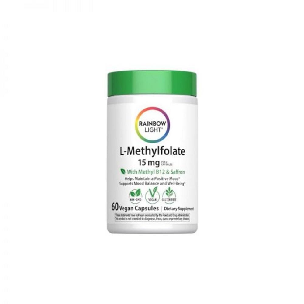 Rainbow Light L-Methylfolate 15mg and Methyl Vitamin B12 60 Capsules 1 pcs