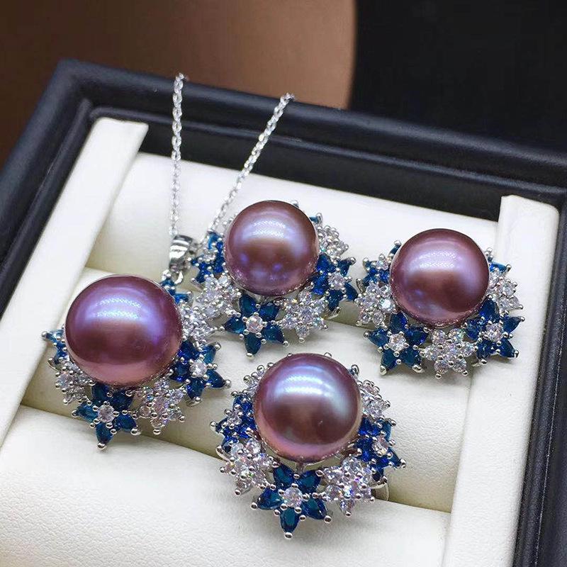 Funkelndes Zirkon DIY Perlen Schmuckset: Ohrstecker, Ring, Anhänger und elegante Schlüsselbeinkette