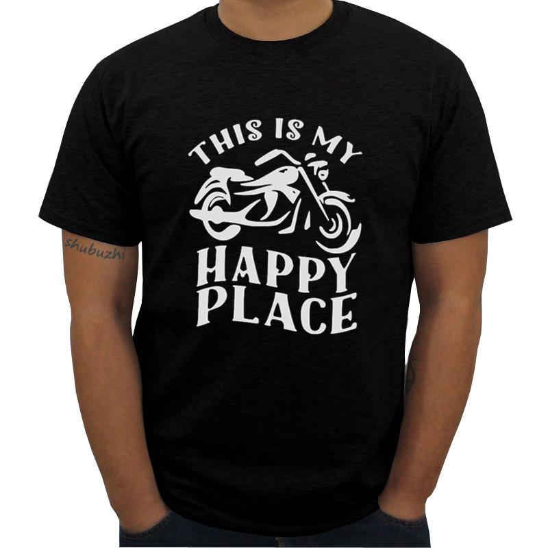 Unisex Cotton Tshirt Summer Fashion Short Sleeve Top Tees Male Tshirt Happy Place Motorcycle Unisexs Premium Tshirt