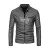 Autumn and winter men's casual leather jacket men's locomotive jacket slim-fitting trend young men's pu leather jacket thin velvet