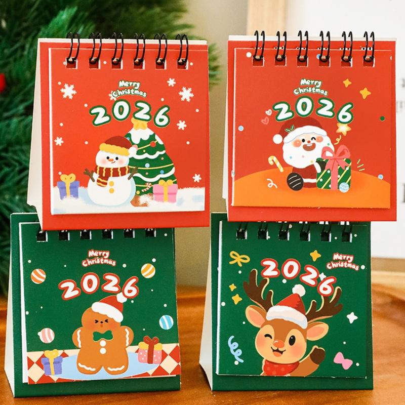 2026 Mini Cartoon Desk Calendar Cute Christmas Calendar Portable Pocket Calendar Schedule Desktop Decoration Christmas Gifts