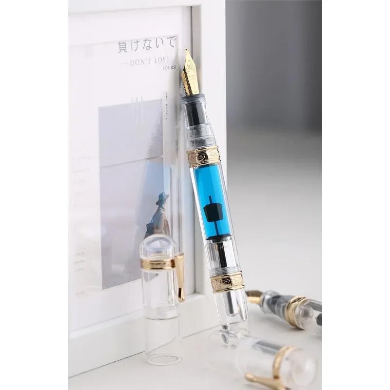 MAJOHN C5 Innovativer Kolbenfüller mit Druckmechanismus Hocheffizient Tinte aufsaugend Acryl Füllfederhalter Vakuum Große Kapazität Tinte Stift