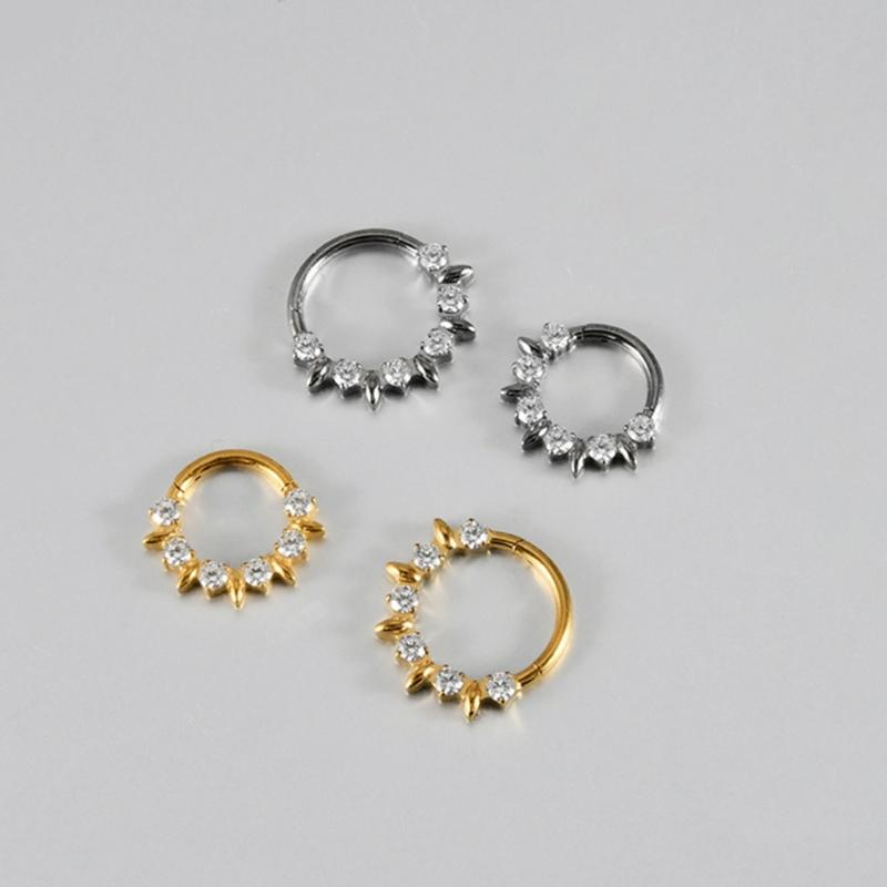 Pack of 2 Unique Geometric Shape Nose Rings Body Piercing Jewelry Seamless Design Metal Texture Polished Finish