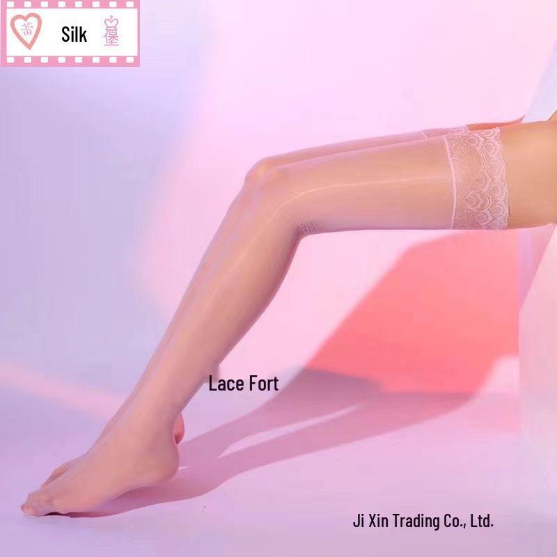 Silky Shiny Lace Silicone Non-Slip Long Thigh-High Stockings