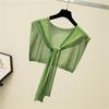 Candy Color Lace-up Ribbed Trim Knitting Shawl Women Summer Sunscreen Ultra-thin Fake Collar Cape
