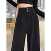 Womens High-Waisted Wide-Leg Straight Trousers Comfortable Office Casual Pants With Slight Stretch