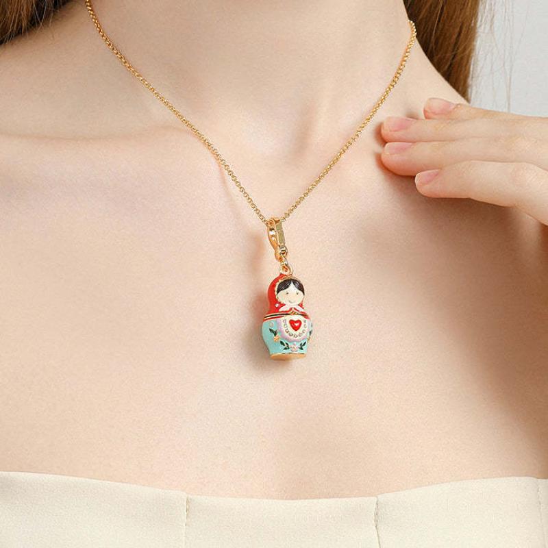 Entzückender Russischer Anhänger Schlüsselanhänger Matroschka Puppen Halskette Pullover Kette Modeschmuck Geschenk Für Frauen
