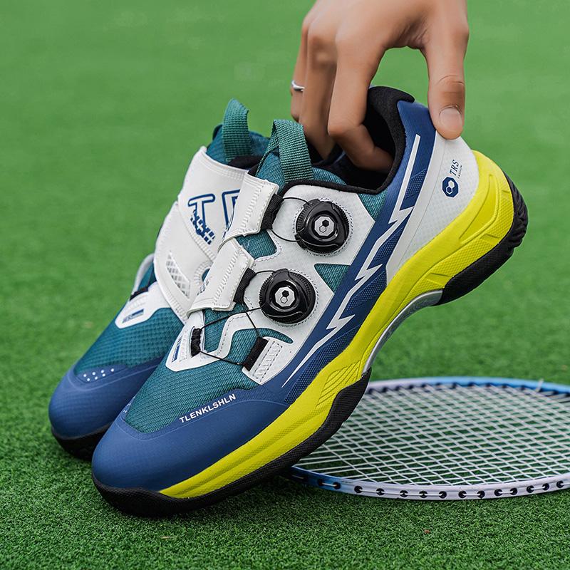 2026 Trend Badminton Schoenen Voor Mannen Vrouwen Roterende Gesp Binnen Sport Koppels Schoen Licht Gewicht Wedstrijd Sport Sneakers 42 blauw