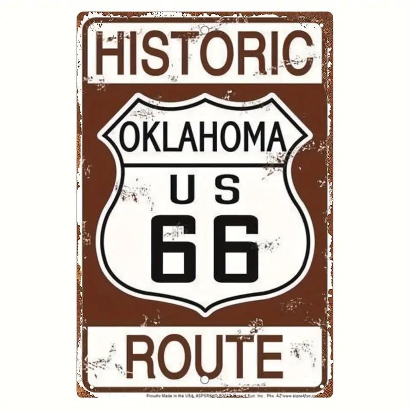 High Definition Tin Sign Vintage Route 66 Retro Metal Wall Art Decor Set for Man Cave Garage Bar Pub Auto Enthusiast Room