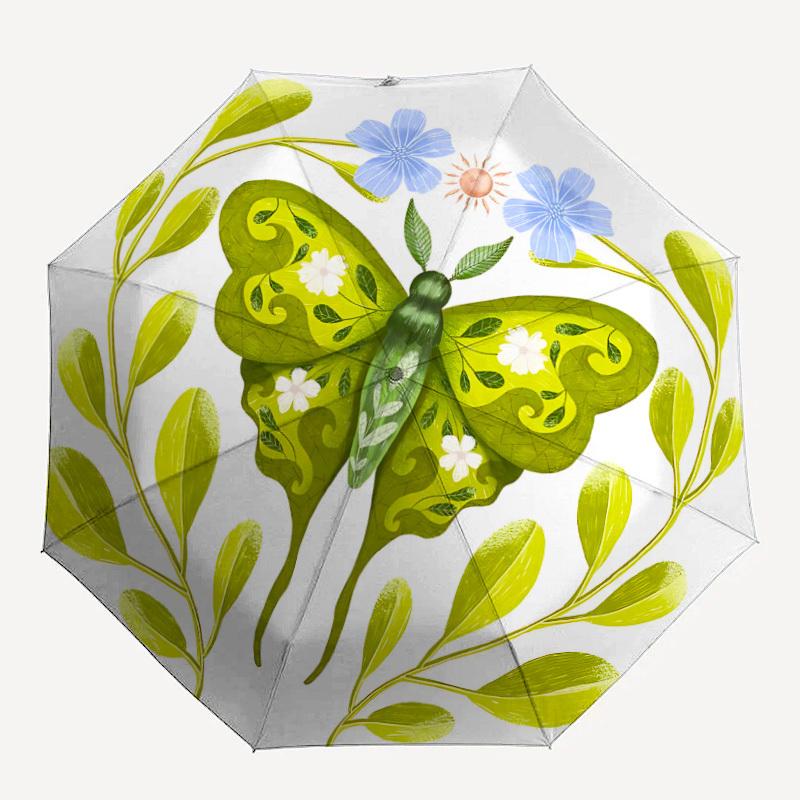 

1pc Butterfly Nature Print Automatic Open/close Folding Umbrella, Compact Portable Travel Umbrella, Perfect Birthday/Christmas, Cute Umbrell