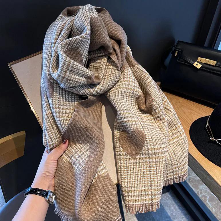 

WTEMPO Women s Cold-proof Windproof Warm Outdoor Scarves Autumn Winter Casual Versatile Scarf Shawls Retro Elegant Plaid Printed Scarves 1pc хаки