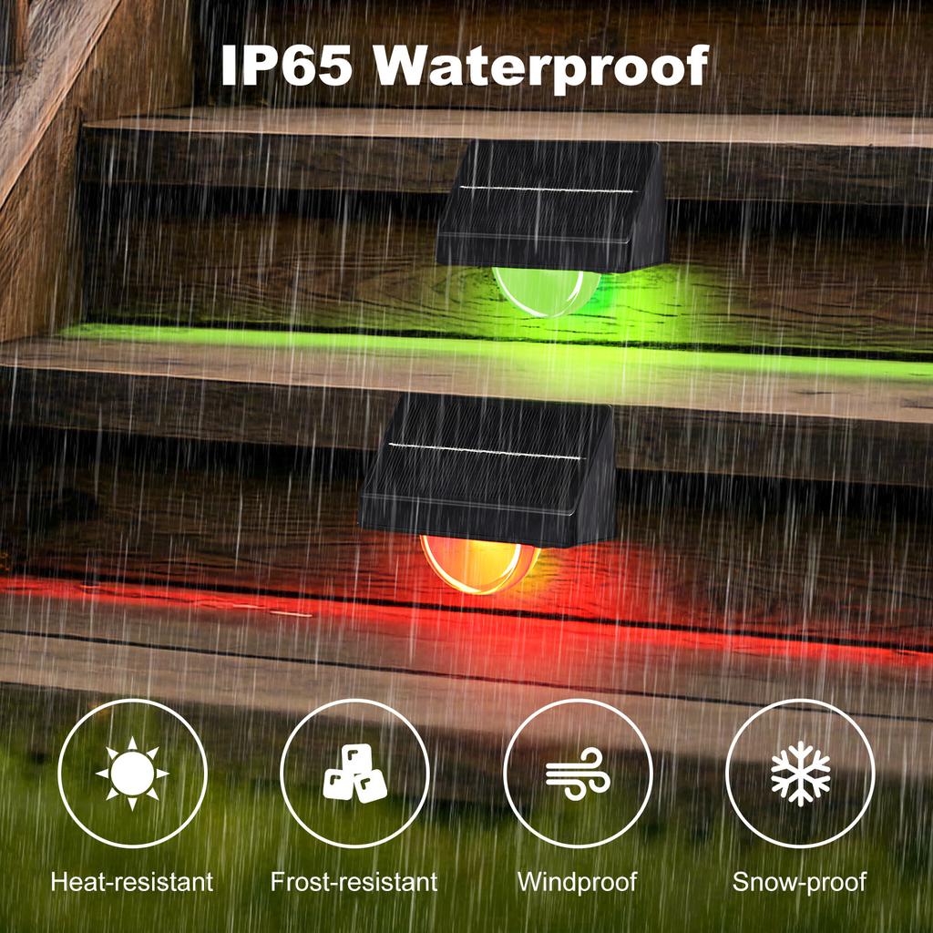 Solar Step Lights Outdoor Waterproof Solar Stair Lights RGB Color Changing Deck Light Decor Garden Stair Patio Backyard Fence